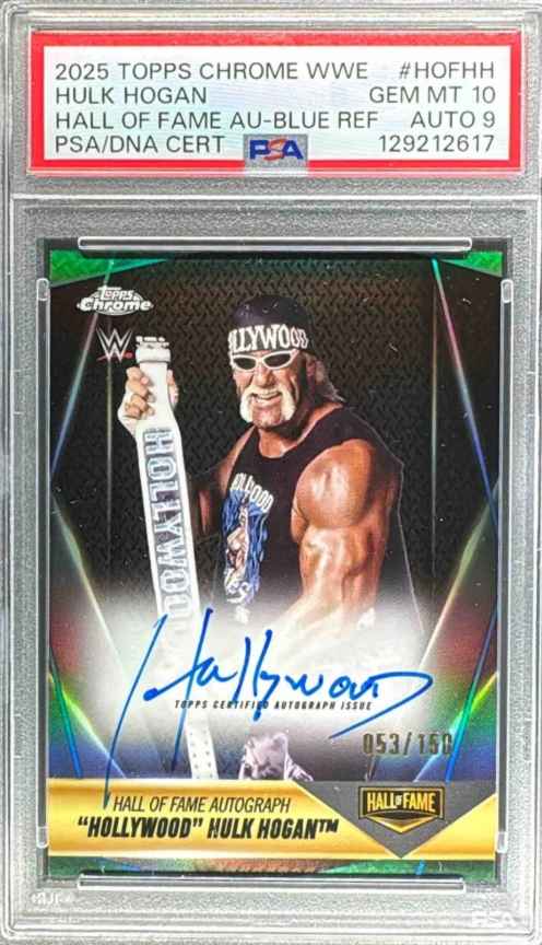 Hollywood Hulk Hogan 2025 Topps Chrome Blue Refractor HOF Auto